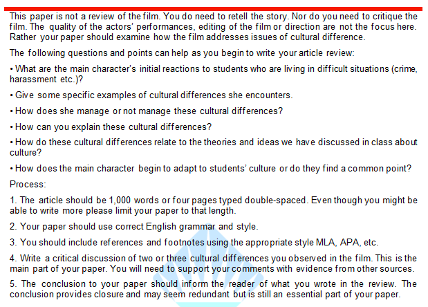 movie review reaction paper