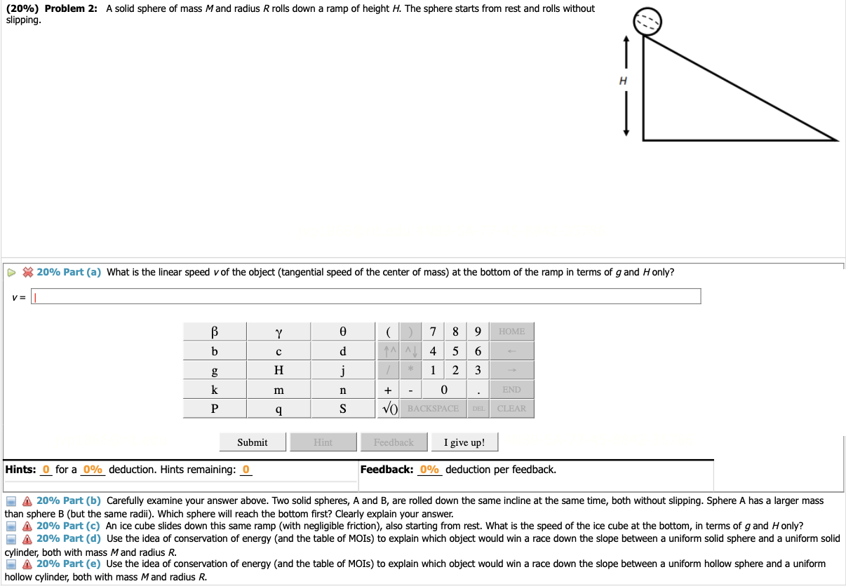 Solved 20 Problem 2 A Solid Sphere Of Mass M And Radius