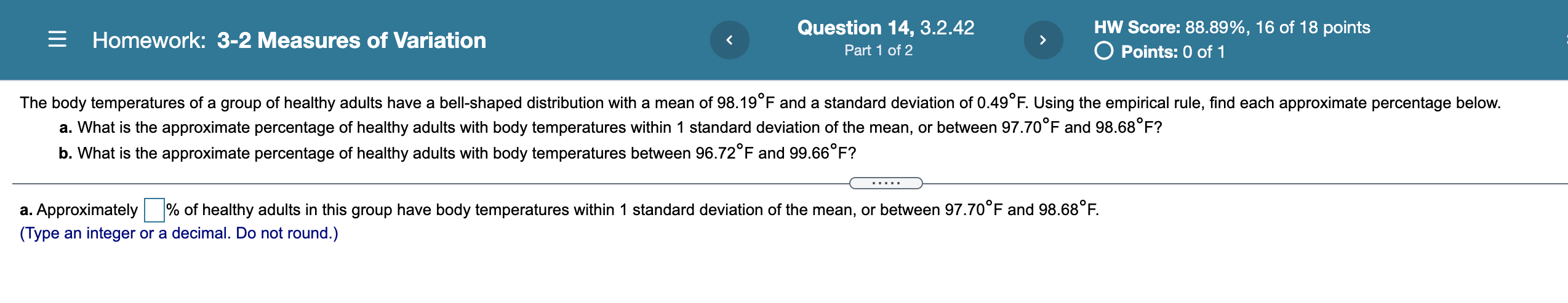 Solved = Homework: 3-2 Measures of Variation Question 14, | Chegg.com