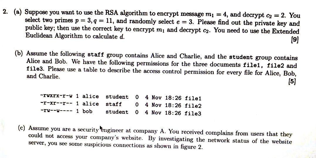 Solved 2. (a) Suppose you want to use the RSA algorithm to | Chegg.com
