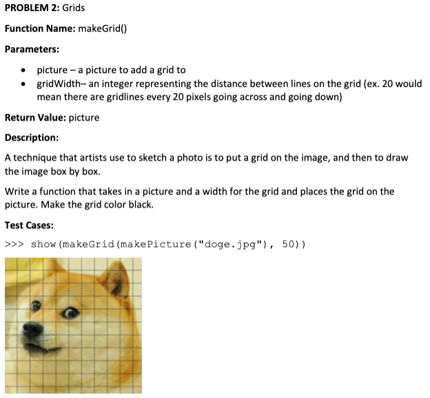 Solved PROBLEM 2: Grids Function Name: make Grid() | Chegg.com
