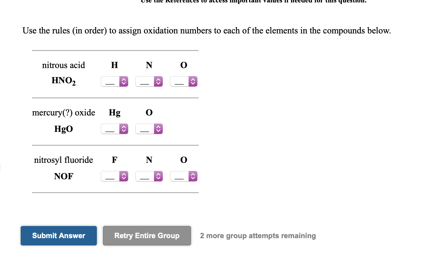 Solved Use the rules (in order) to assign oxidation numbers