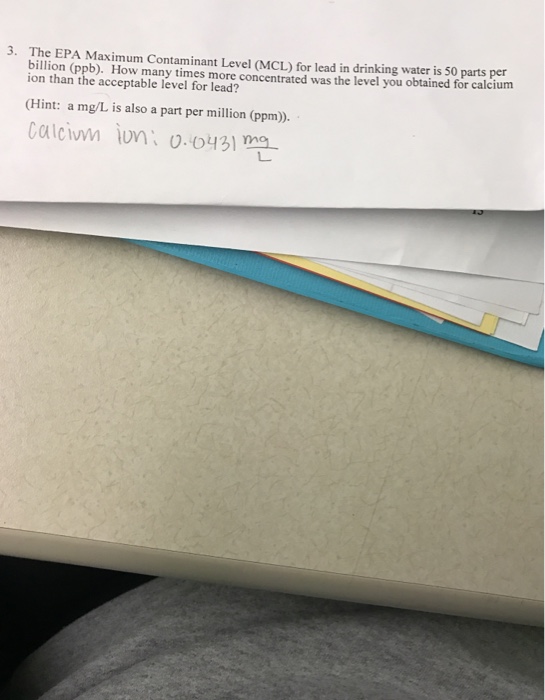 Solved the epa maximum contaminant level mcl for lead in chegg