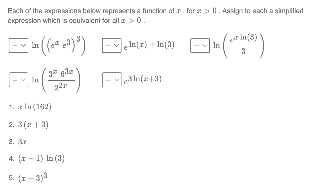 Solved Each of the expressions below represents a function | Chegg.com