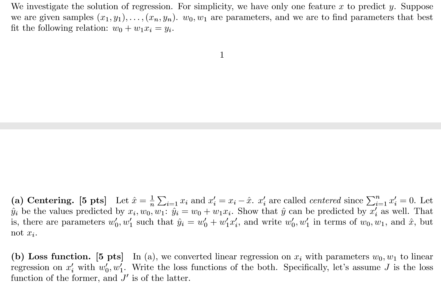 Solved We Investigate The Solution Of Regression For Sim Chegg Com