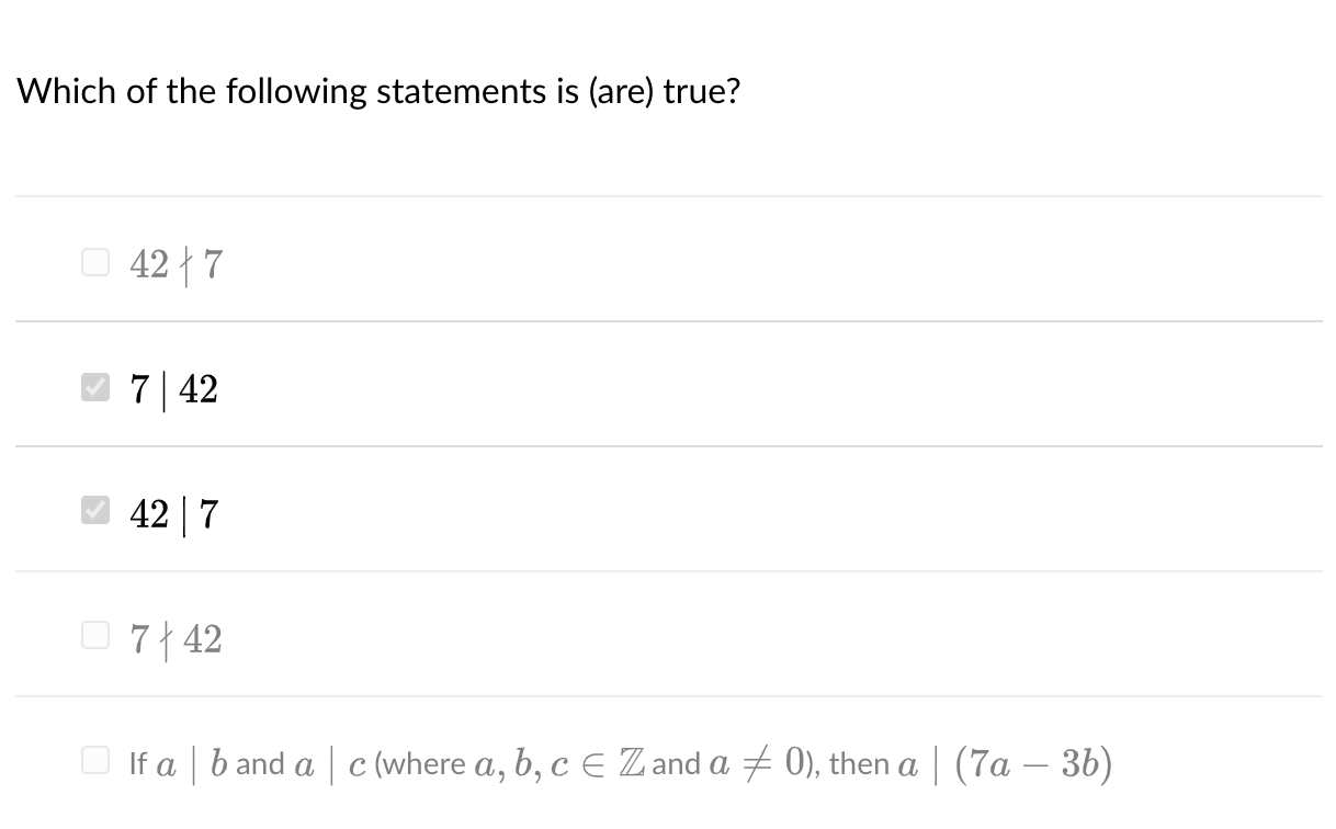 Solved Which of the following statements is (are) true? 42|7 | Chegg.com