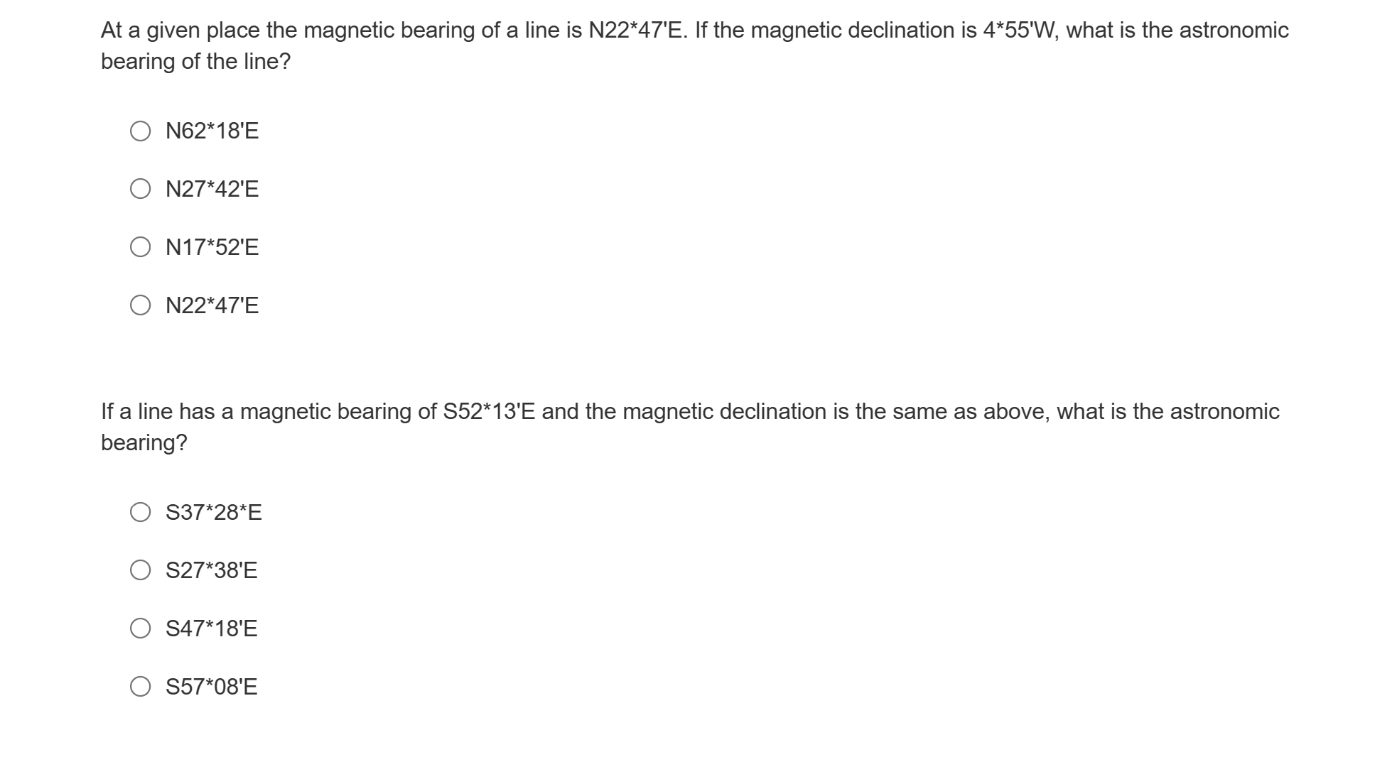 Solved At a given place the bearing of a line is