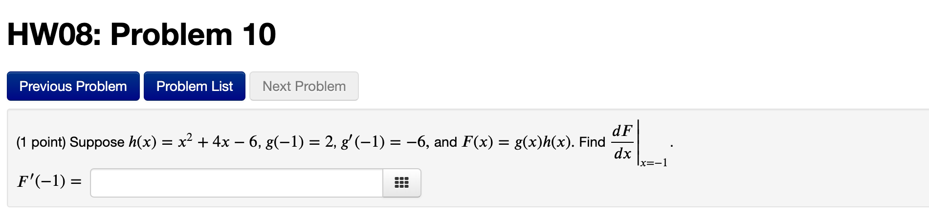 Solved HW08: Problem 9 Previous Problem Problem List Next | Chegg.com