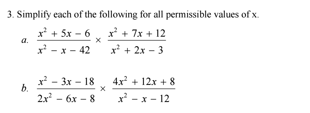 Solved 3. Simplify each of the following for all permissible | Chegg.com