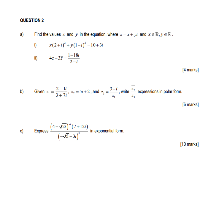 Solved QUESTION 1 Write the following expressions in the | Chegg.com