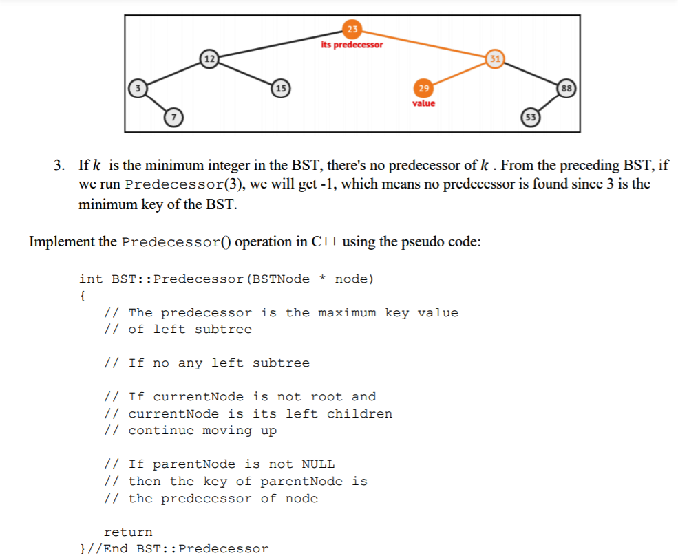 Solved 3.1 Create a BST in C++ Create the files BSTNode.h | Chegg.com