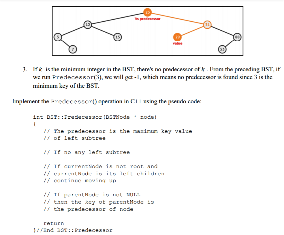 Solved 3.1 Create A BST In C++ Create The Files BSTNode.h | Chegg.com