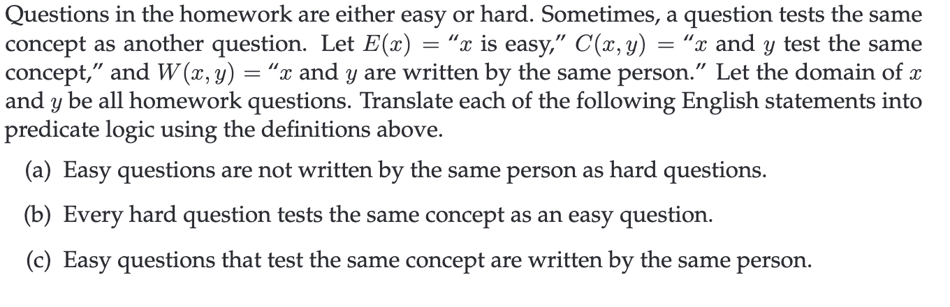 Solved Questions in the homework are either easy or hard. | Chegg.com