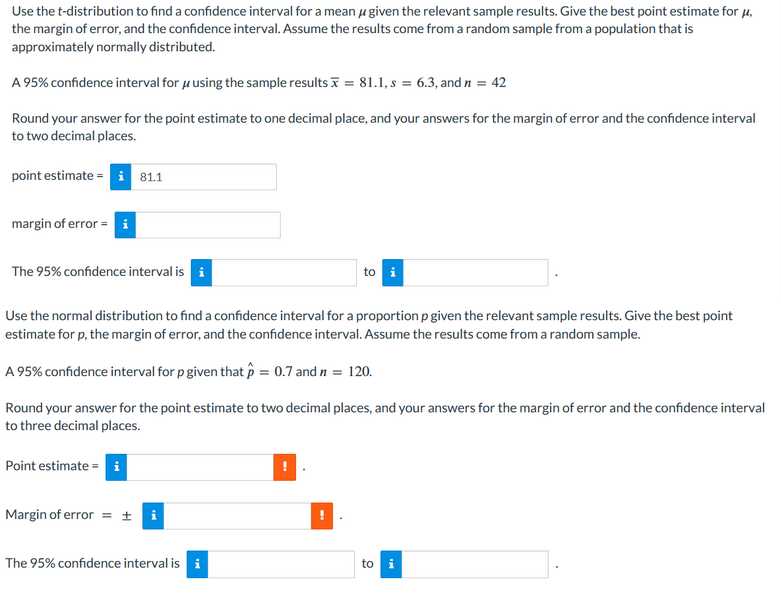 Solved Use the t-distribution to find a confidence interval | Chegg.com