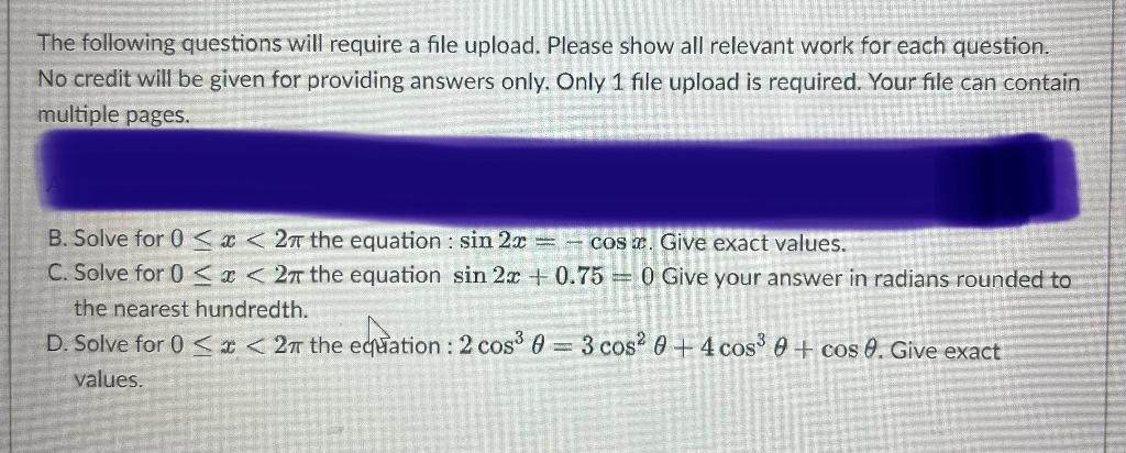 Solved The following questions will require a file upload. | Chegg.com