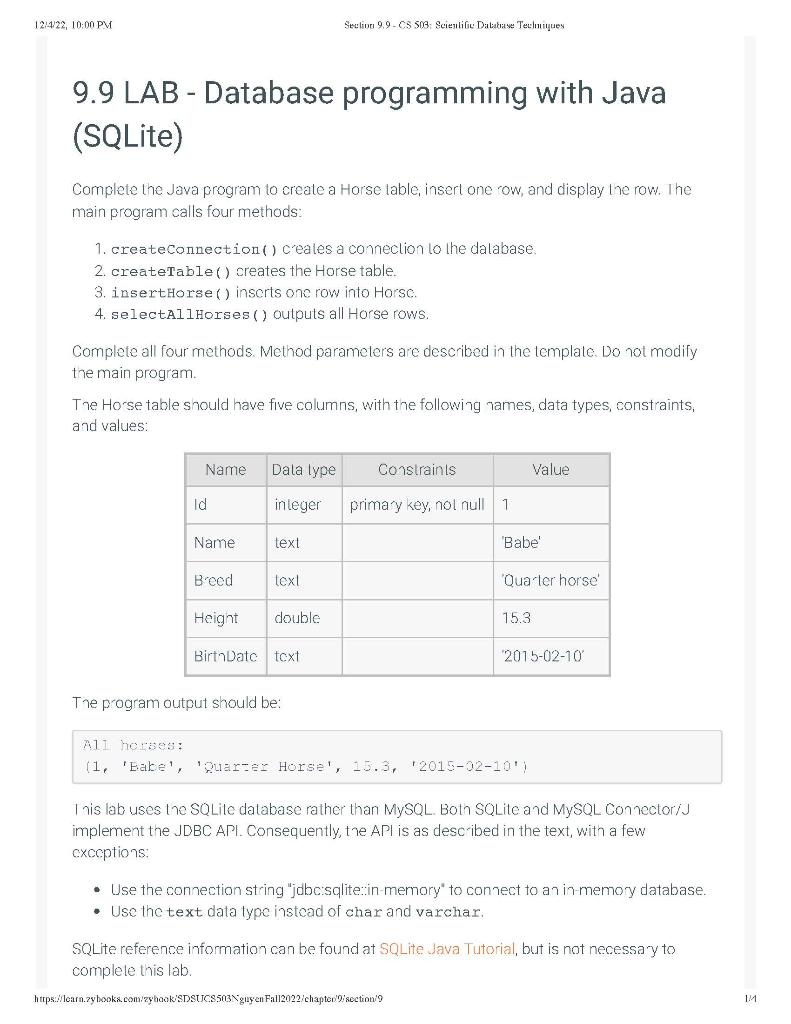 Solved Import Java.sql.*; Public Class LabProgram { | Chegg.com