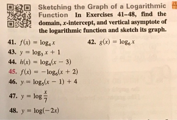 Solved Sketching the Graph of a Logarithmic Function In | Chegg.com