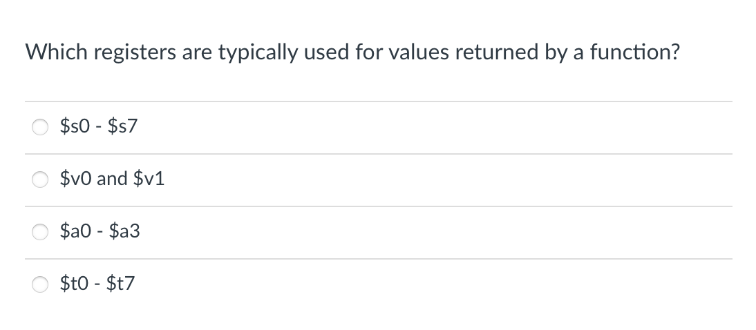 Solved Which registers are typically used for values | Chegg.com