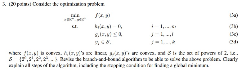 3. ( 20 Points) Consider The Optimization Problem | Chegg.com