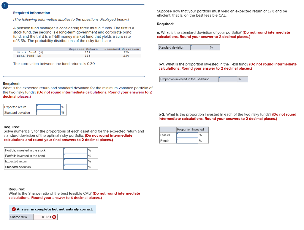 Solved Required What is the expected return and standard