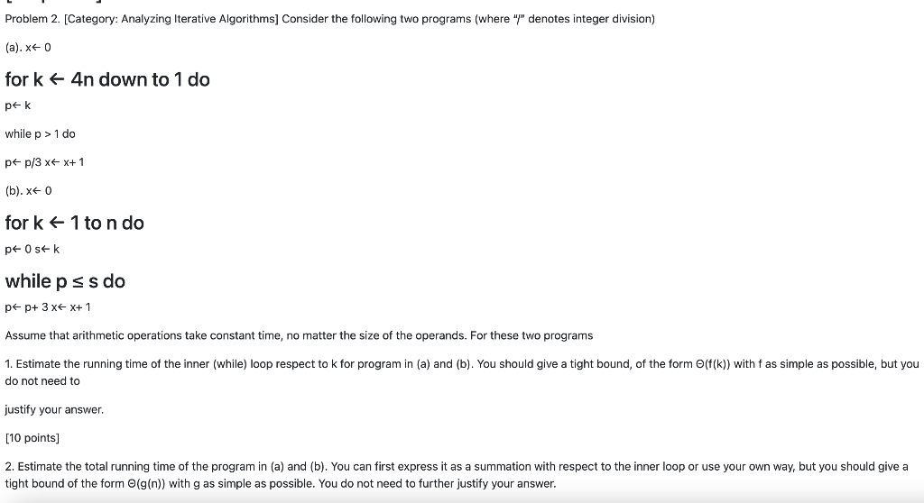 Solved Problem 2. [Category: Analyzing Iterative Algorithms] | Chegg.com