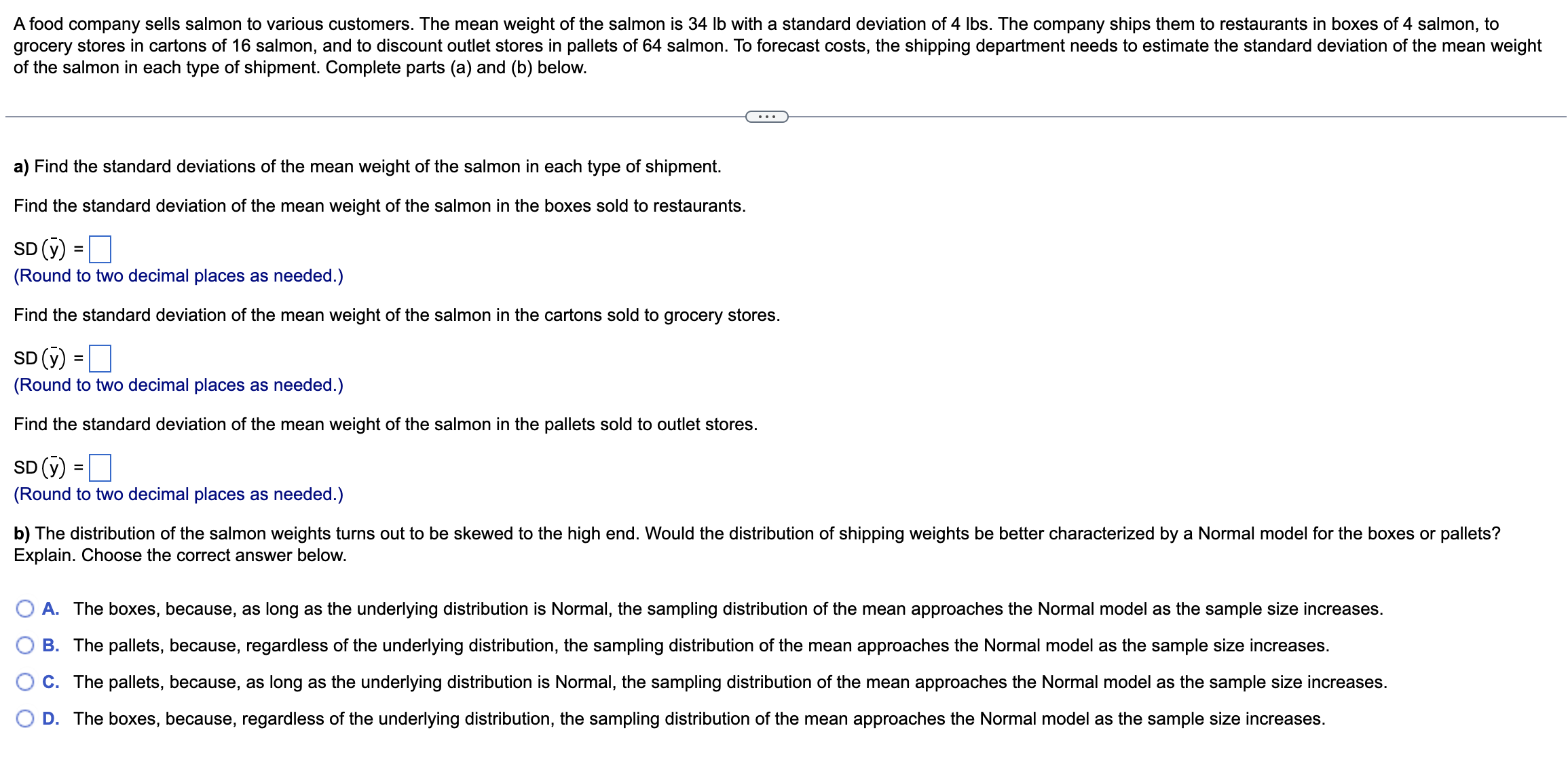 Solved of the salmon in each type of shipment. Complete | Chegg.com