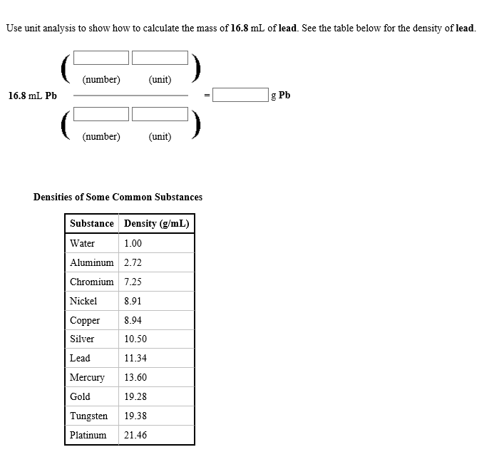 Solved Use unit analysis to show how to calculate the mass