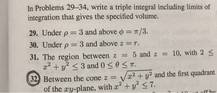 Solved In Problems 29-34, write a triple integral including | Chegg.com