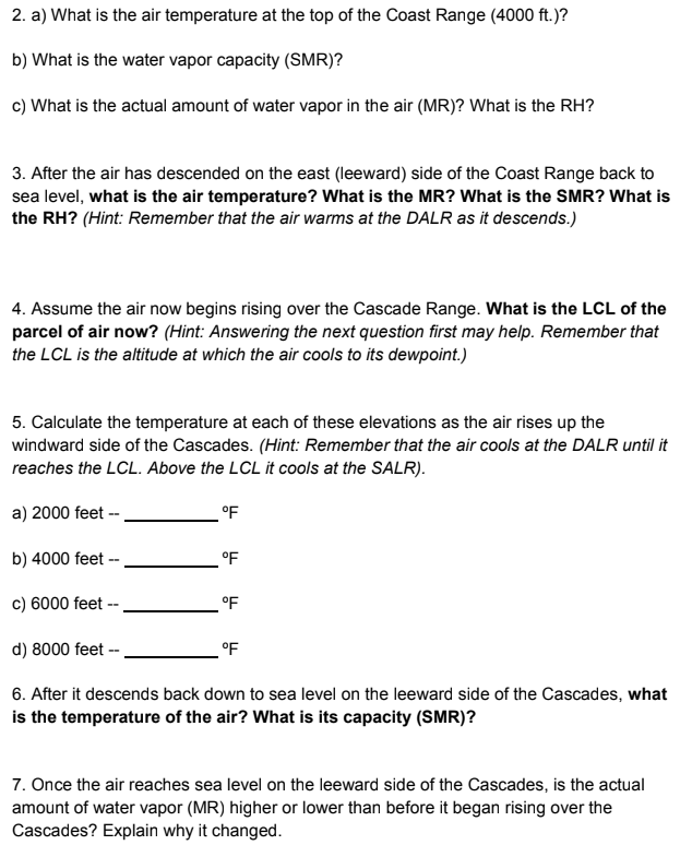Solved The diagram below represents western Oregon's Coast