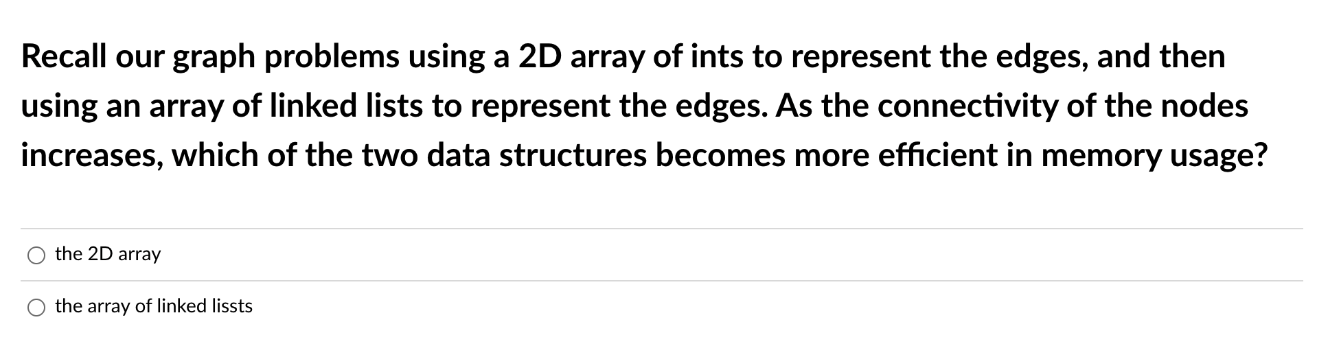 Solved Recall our graph problems using a 2D array of ints to | Chegg.com