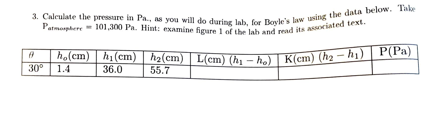 Solved 3. Calculate the pressure in Pa., as you will do | Chegg.com