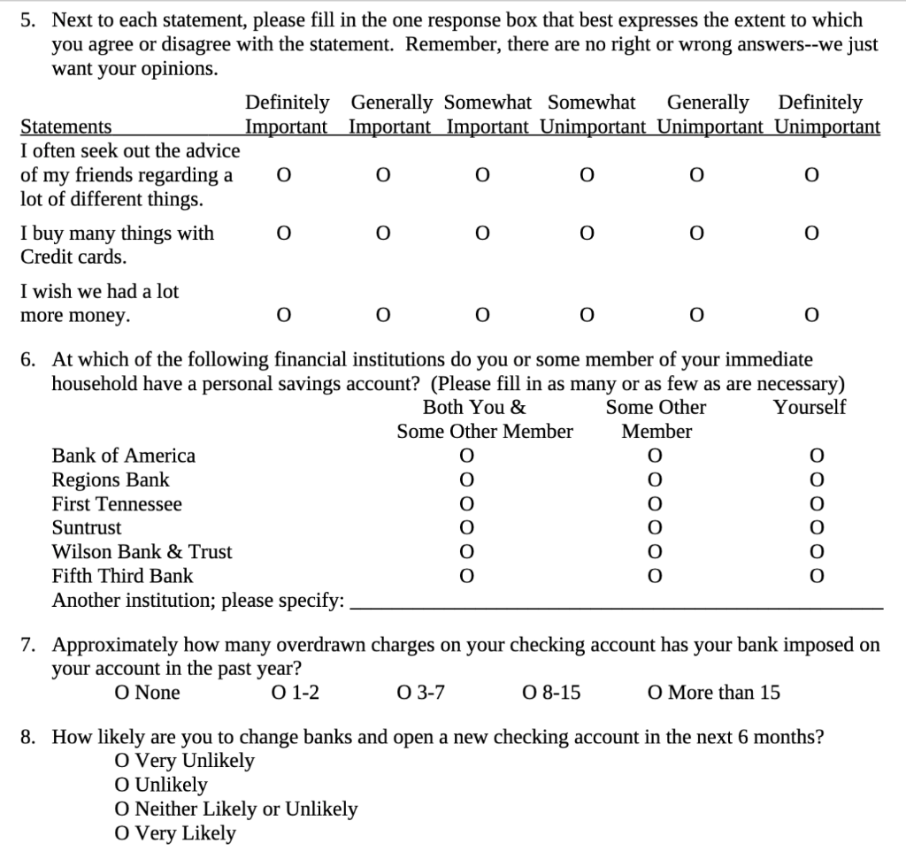 Solved Examine This Questionnaire And Then Complete The 