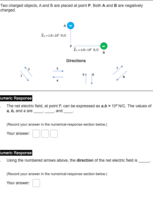 Solved Two charged objects, A and B are placed at point P. | Chegg.com