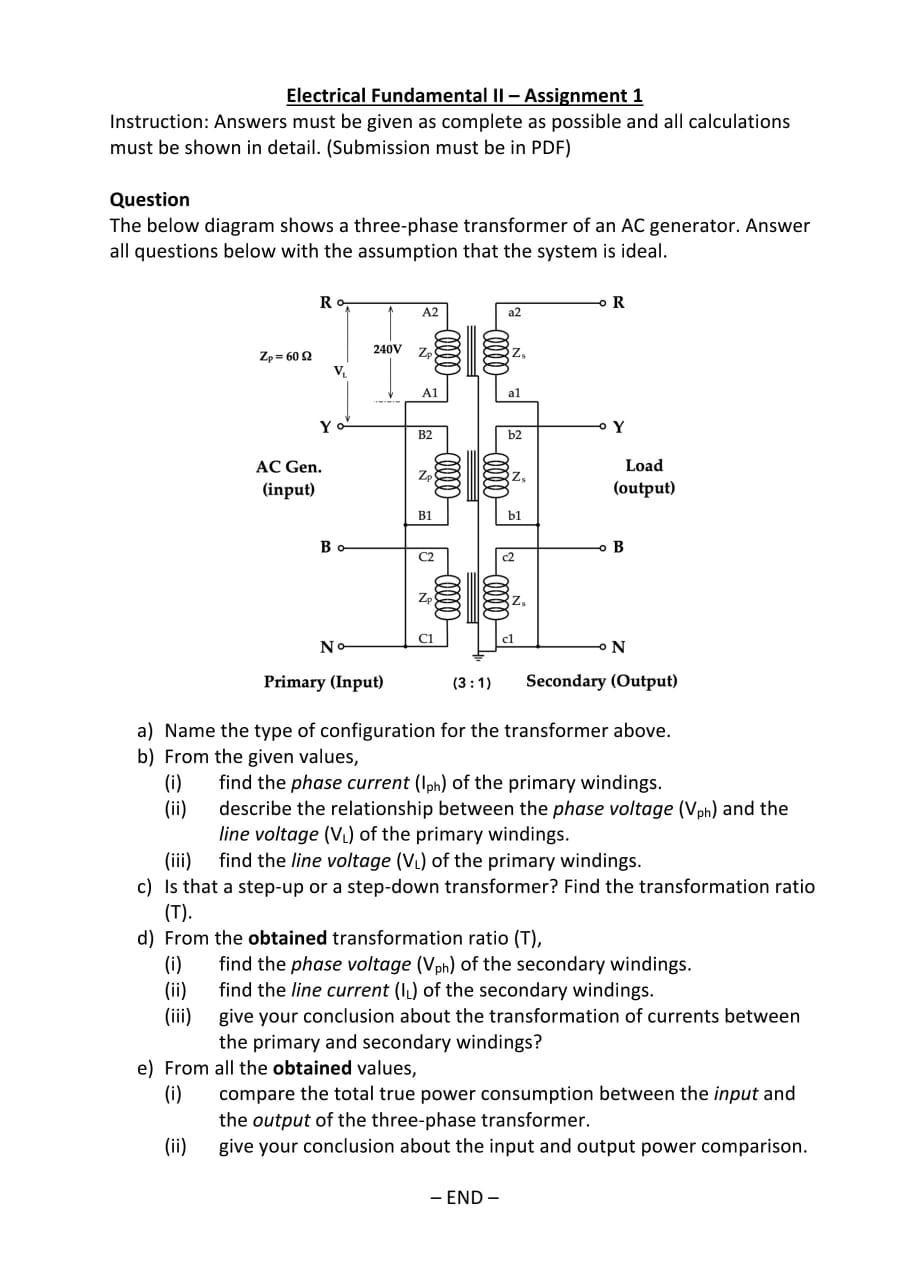 Solved Electrical Fundamental II - Assignment 1 Instruction: | Chegg.com