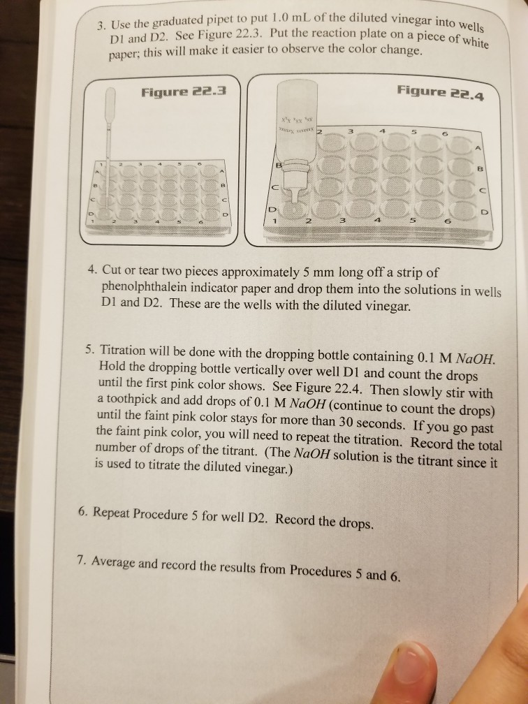 Solved fthe diluted vinegar into wells 3. Use the graduated