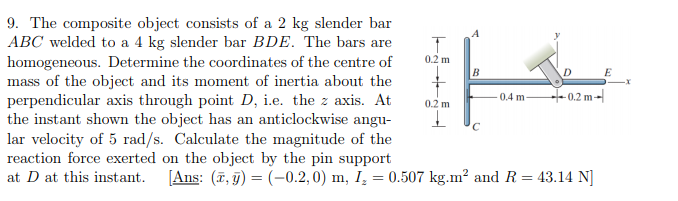 Solved 9. The composite object consists of a 2 kg slender | Chegg.com