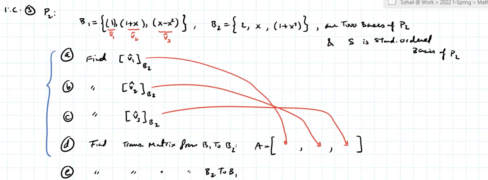 Solved 1.C. ⒸP₂: B ₁ 1 = {(1) (¹ + X ), (*_*) }, ³₂₁ = { 2, | Chegg.com