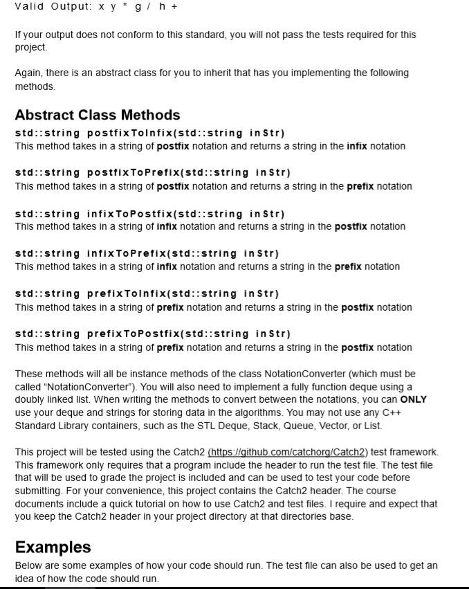 Notation Converter COP 4530 Programming Project 3 | Chegg.com