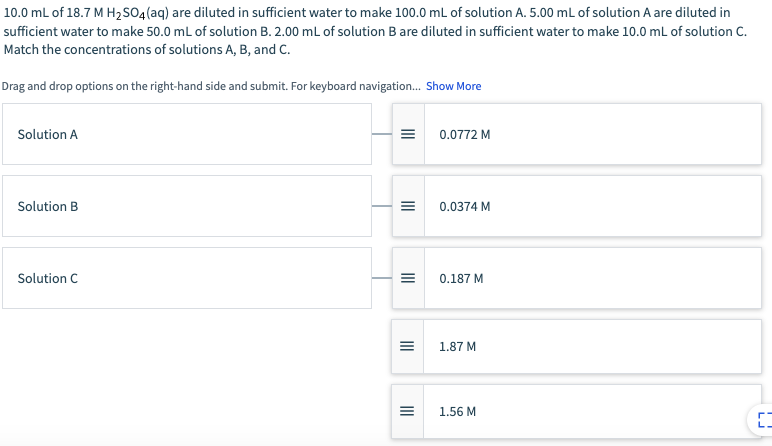 Solved 10.0 mL of 18.7 M H_{2}SO_{4}(aq) are diluted in | Chegg.com