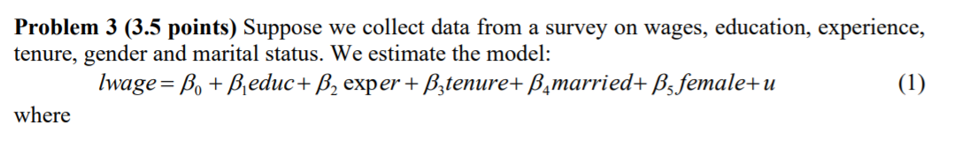 Solved Problem 3 (3.5 points) Suppose we collect data from a | Chegg.com