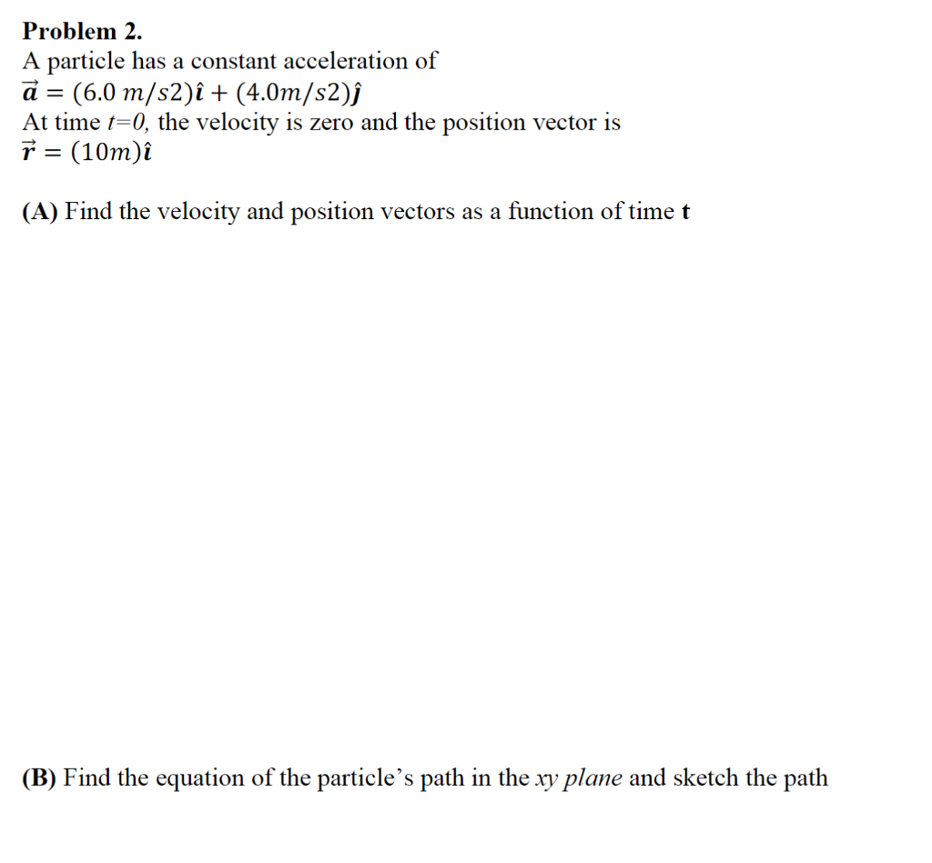 Solved Problem 2. A particle has a constant acceleration of