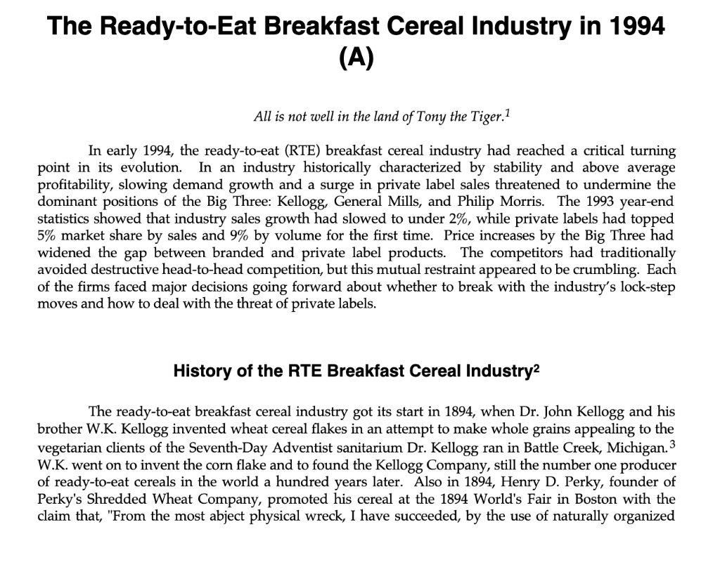 breakfast cereal industry analysis