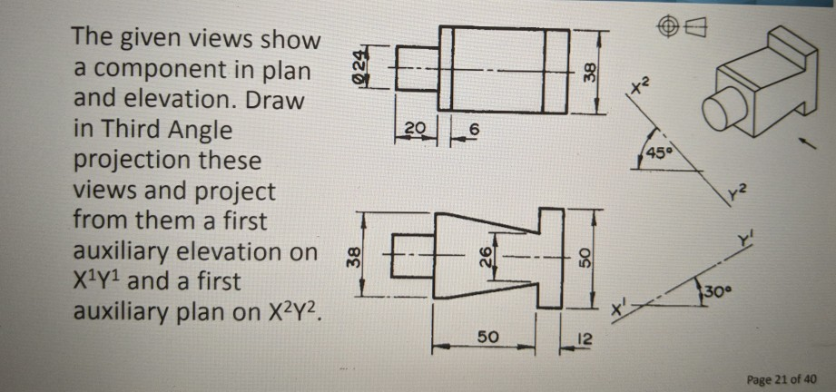 The given views show a component in plarn and | Chegg.com