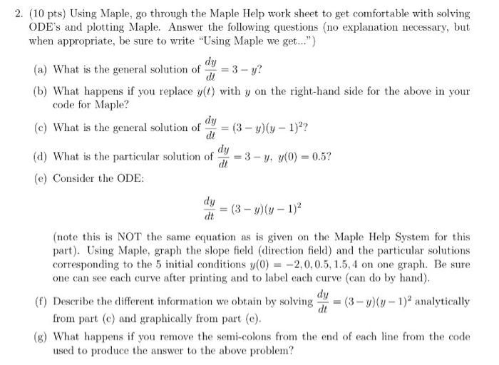 Solved Using Maple, go through the Maple Help work sheet to | Chegg.com