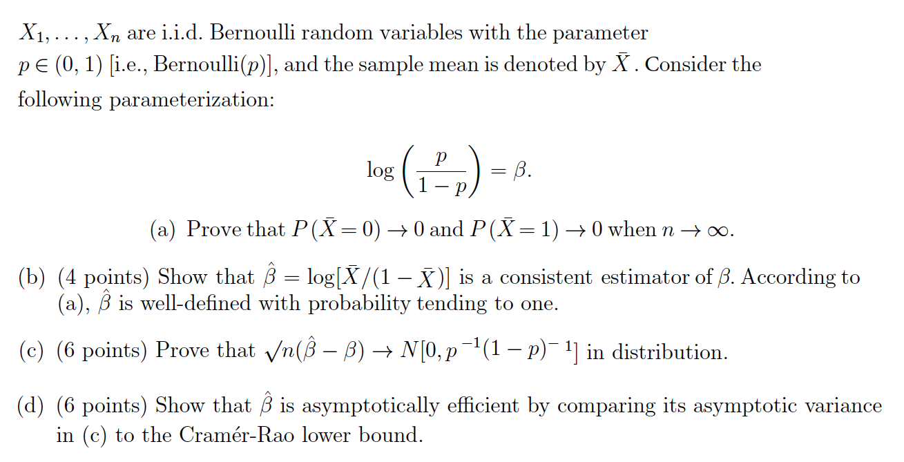 Solved X1 Are I I D Bernoulli Random Variables Chegg Com