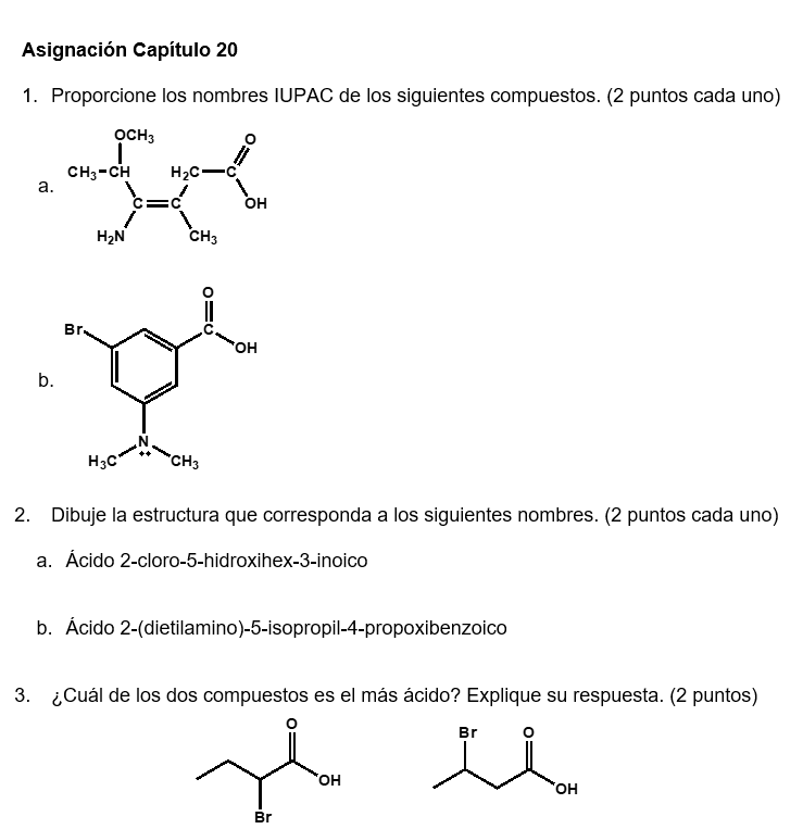 Solved 1. Proporcione Los Nombres IUPAC De Los Siguientes | Chegg.com