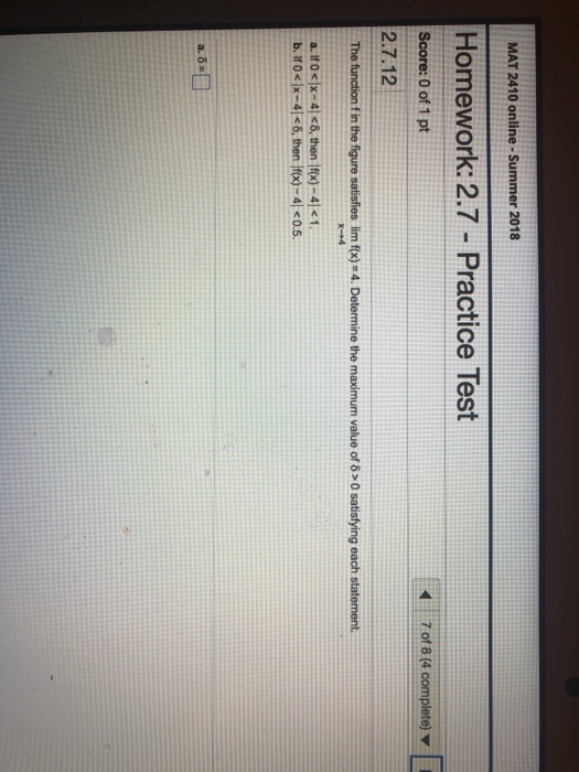 MAT 2410 online-Summer 2018 Homework: 2.7 - Practice | Chegg.com