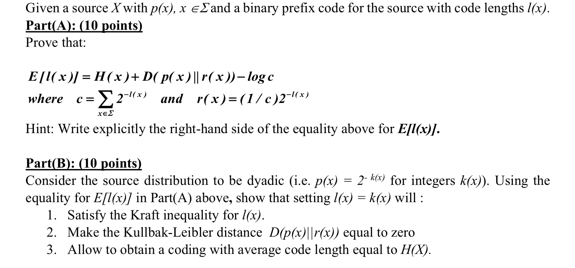 Given A Source X With P X X E And A Binary Prefi Chegg Com