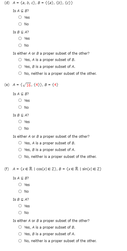 Solved In Each Of (a)–(f), Answer The Following | Chegg.com