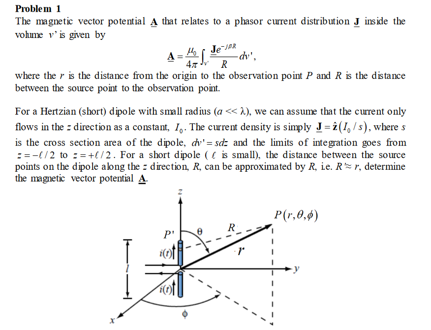 Solved Problem 1 The magnetic vector potential A that | Chegg.com